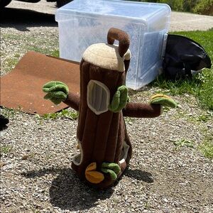 Plush Tree Stump Toy with Leaves